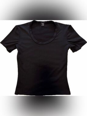 Vintage 90s Only Hearts Black Scoop Neck Short Sleeve Tee